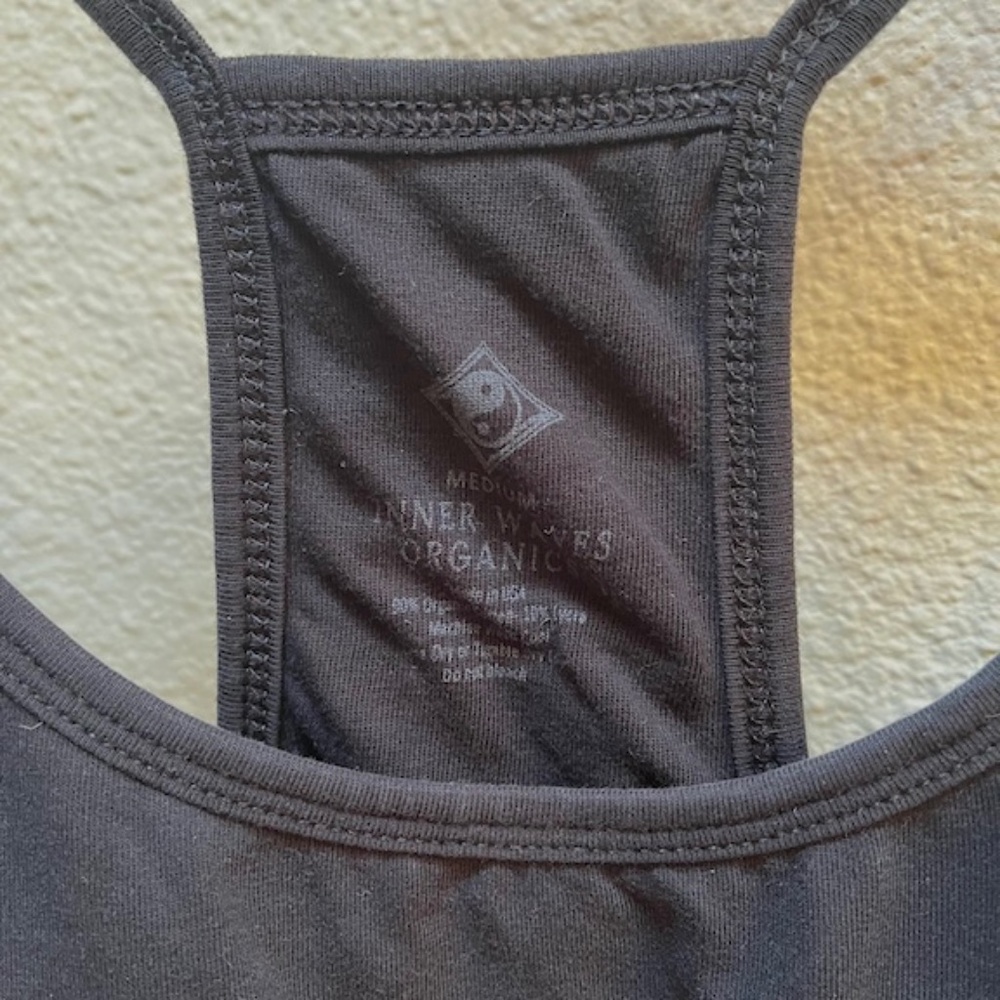 Inner Waves Maha Yoga Bra Top Black Medium organic Cotton made in USA. EUC. - Picture 6 of 8
